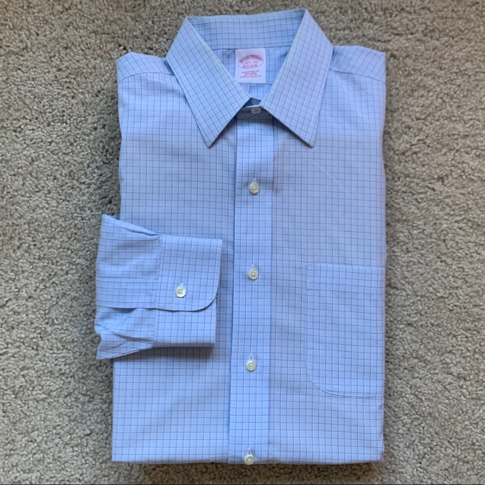 Brooks Brothers Button-Down Blue Checkered Shirt